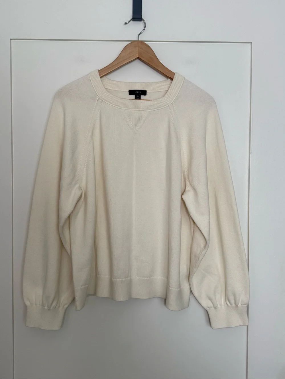 J Crew Sweater Womens Sz XL Ivory Knit Cotton Cashmere Pullover Preppy Comfort
